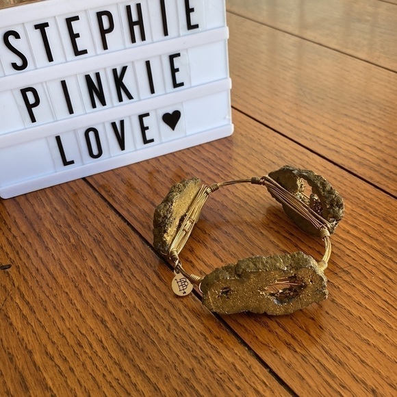 𝅺STUNNING Fools Gold- Pyrite (Raw not tumbled) Stone Bangle Bracelet. - Picture 2 of 7